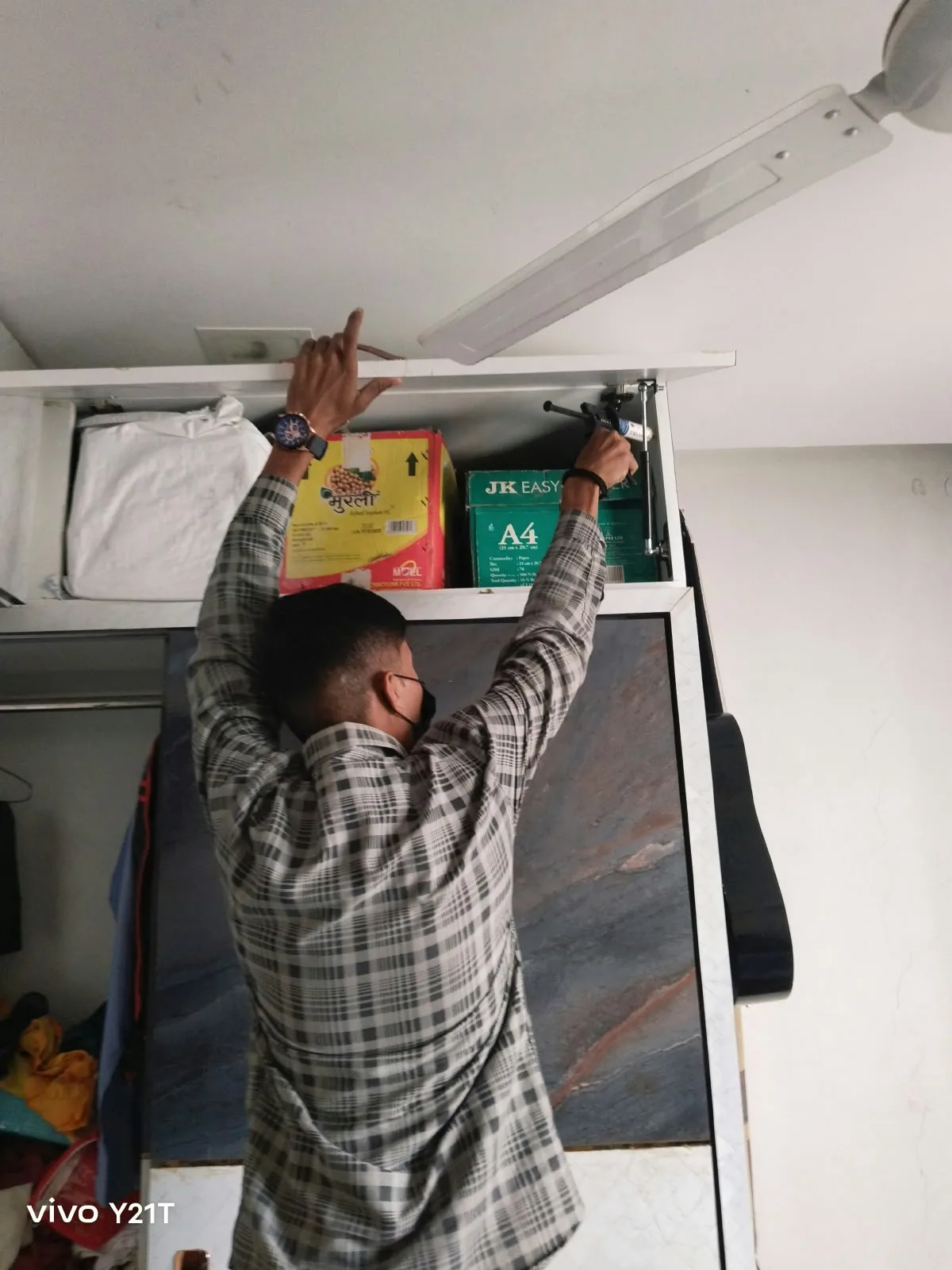 Real pest-control treatment in overhead storage